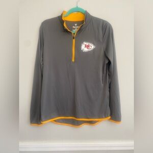 Kansas City Chiefs Fanatics‎ Grey 1/4 Zip Dri Fit Pullover Women's M